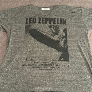 Daydreamer Free People Gray Black Led Zeppelin T Shirt Dress Sz S